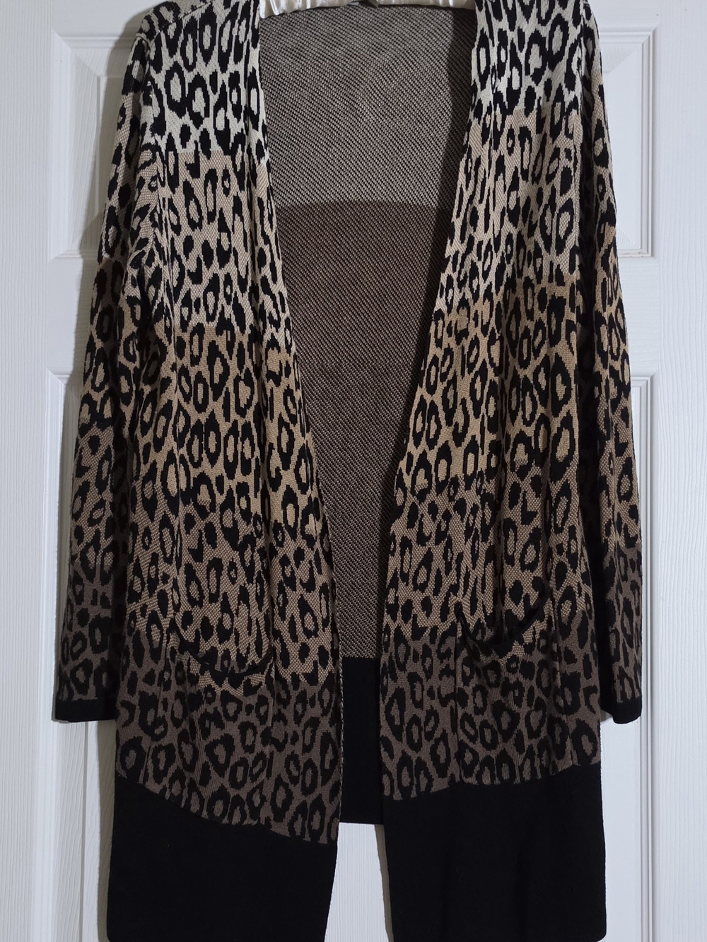 Joseph Leopard Open-Front Cardigan Sweater - Black & Tan